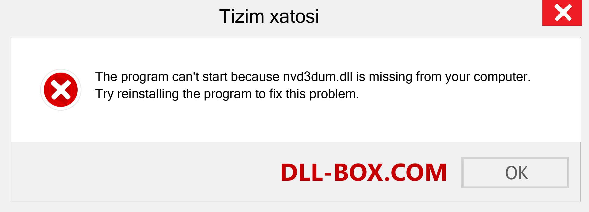 nvd3dum.dll fayli yo'qolganmi?. Windows 7, 8, 10 uchun yuklab olish - Windowsda nvd3dum dll etishmayotgan xatoni tuzating, rasmlar, rasmlar